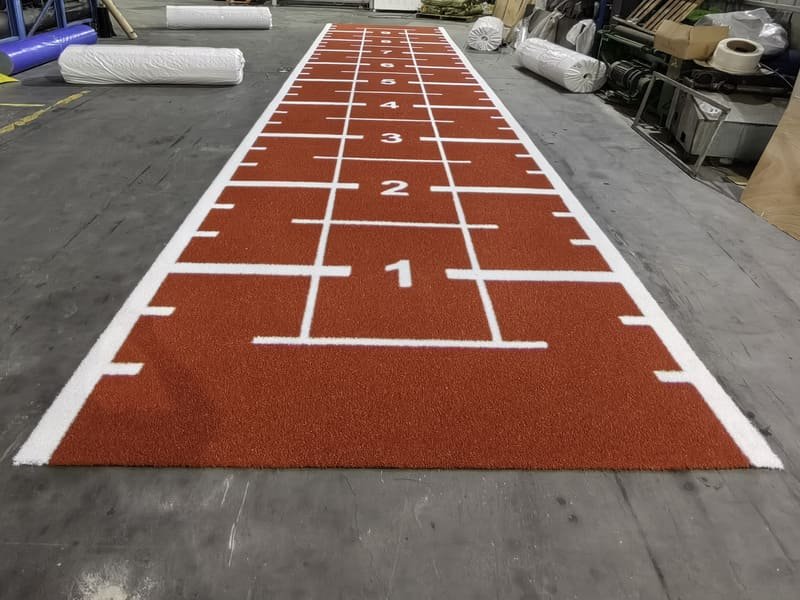 Close up of different colors of gym turf samples